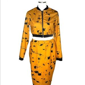 Yellow and Black Two Piece Outfit